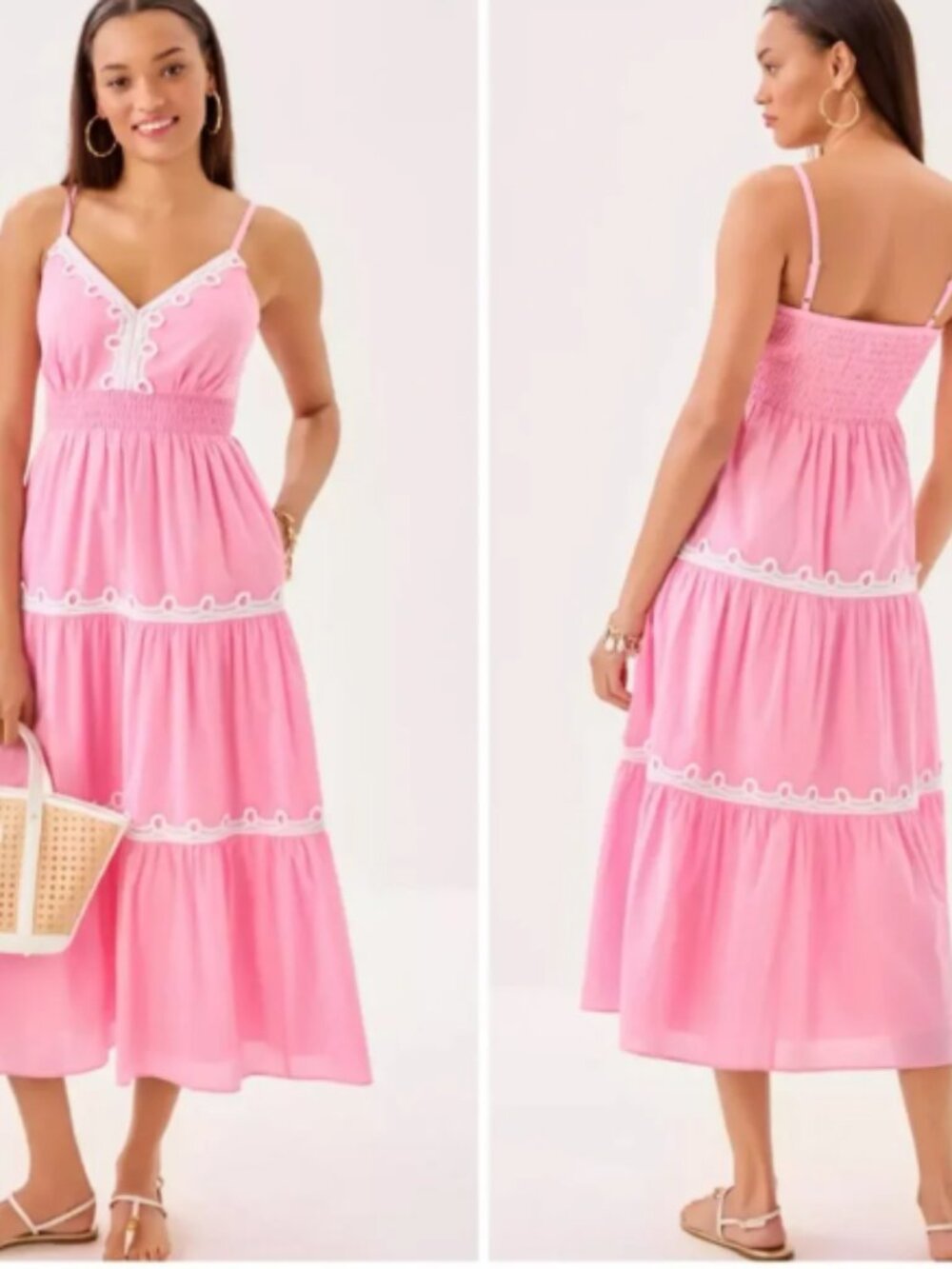 NWT LILY PULITZER ZANNA COTTON MID DRESS CONCH SHELL originally paid $278